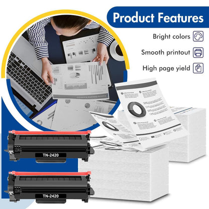 TN2420 TN-2420 MFC L2710DW Toner: Compatible with Brother TN2410 TN-2410 HL-L2350DW HL L2350DW MFC-L2710DW DCP-L2530DW MFC-L2710DN HL-L2310D MFC-L2750DW DCP-L2510D MFC-L2730DW HL-L2375DW 2-Pack Black