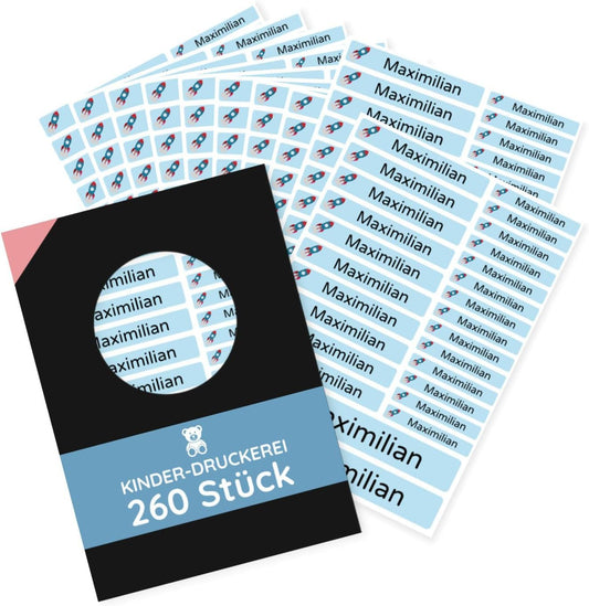 260 pieces of personalized name stickers set-sheets small/medium/large - dishwasher safe/waterproof/scratch-resistant for indoor and outdoor use (Blue, Set of 260 pieces, Malik Demir-Car)