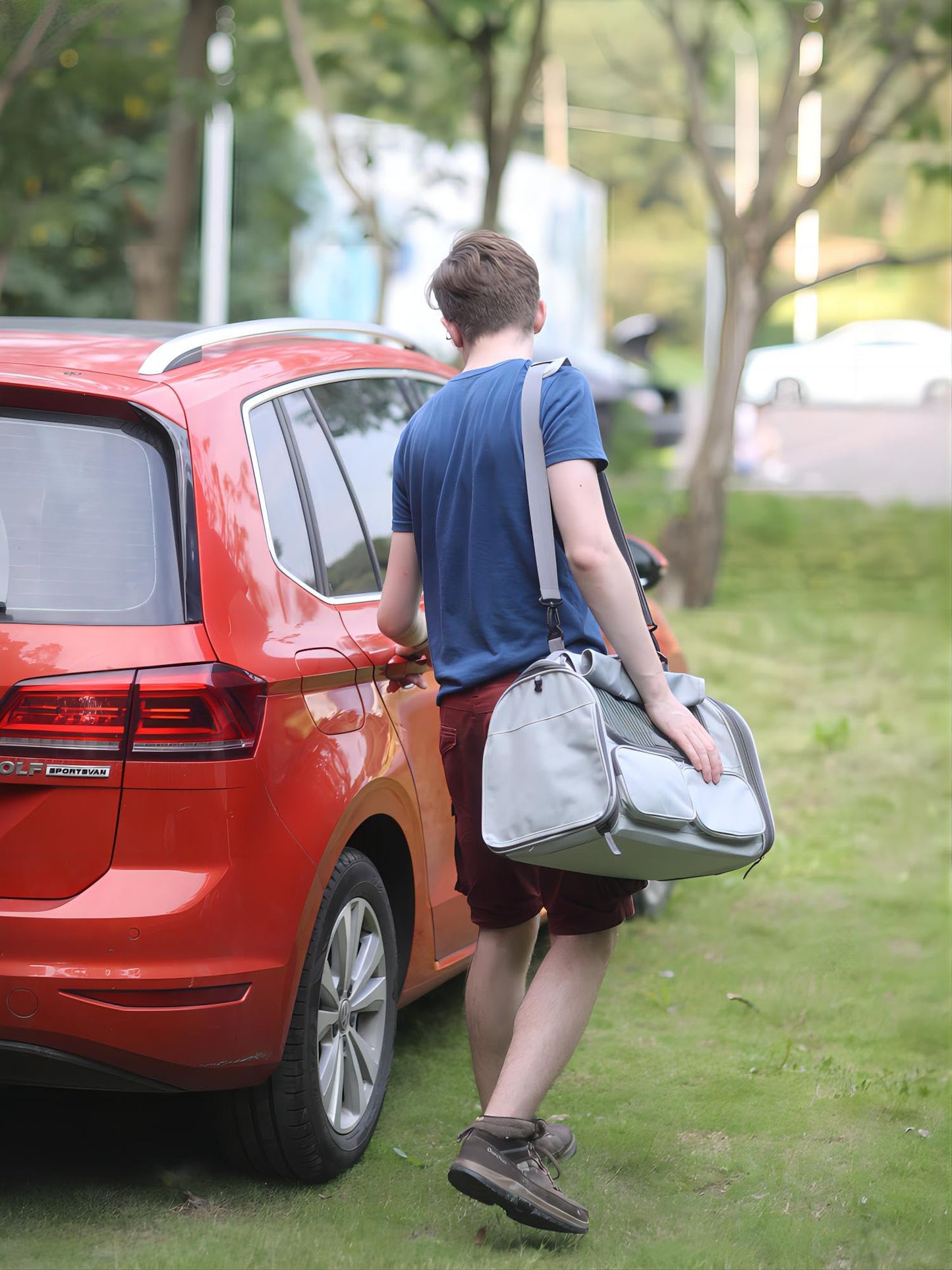 FUKUMARU Cat Carrier, Foldable Pet Carrier, Dog Carrier with Travel Bag, Carrier for Cats/Dogs up to 22 lbs, Light Gray, Large