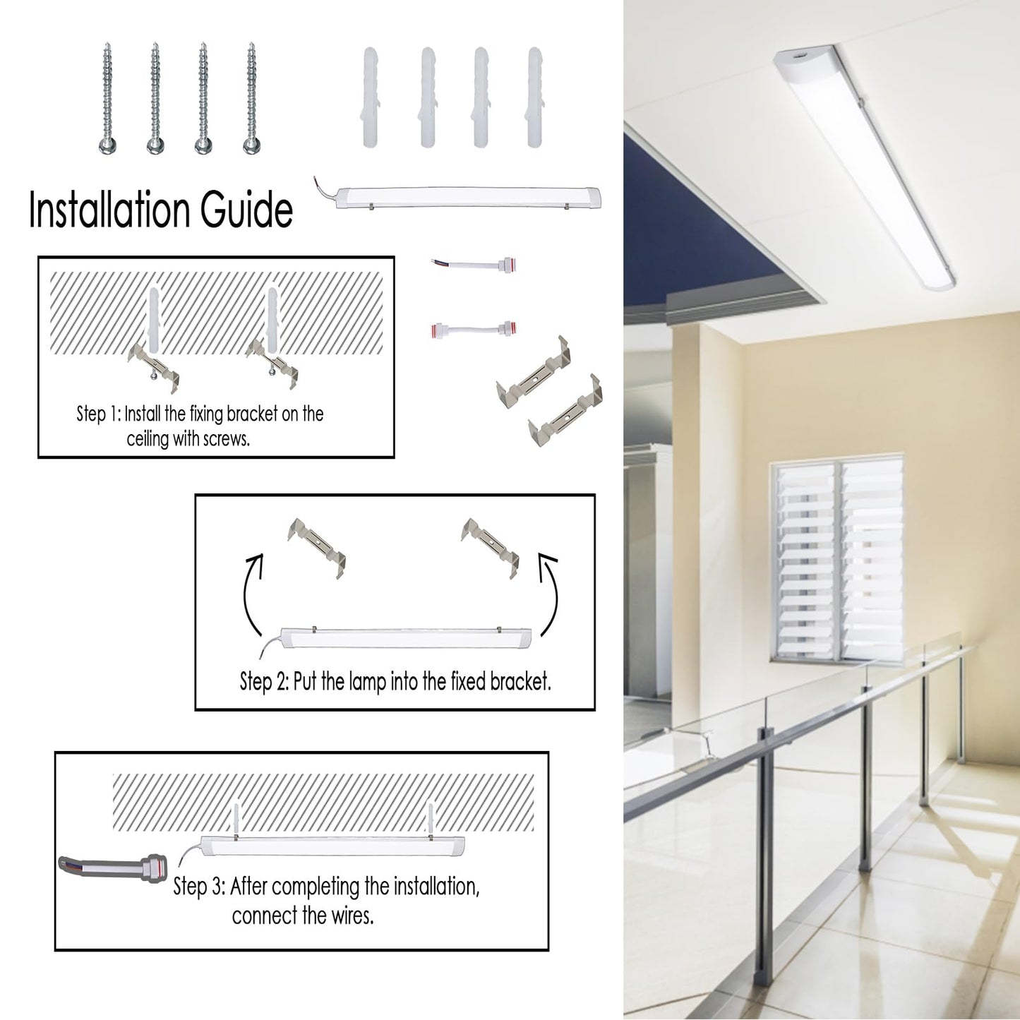 Cecaylie 36W LED moisture-proof luminaire, 120CM LED tube, 4000K 3060LM connectable workshop lamp, IP65 LED ceiling light, fluorescent tube, moisture-proof lamp for moisture-proof garage, bathroom, basement, office, 4 pieces.