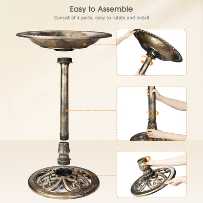 AISITIN bird bath with 2.5W solar fountain, feeding place, garden/balcony decoration, bird bath feeding station for balcony terrace garden decor bird bath bronze plastic.