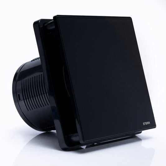 STERR Black Bathroom Ventilator 100 mm - Glass front - Modern design - BFS100-B - 10 W