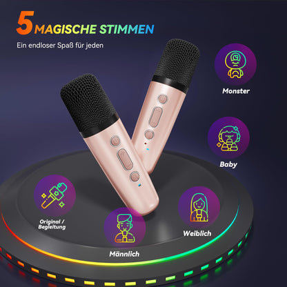 Karaoke machine with 2 karaoke microphones music instrument accessory: Wowstar karaoke system with 2 microphones - Mini karaoke machine - Speaker karaoke box set - Gifts for girls
