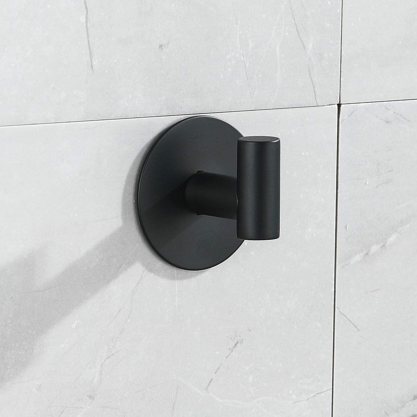 3-piece bathroom accessories set without drilling - matte black adhesive 30cm towel holder with toilet paper holder and towel hooks.