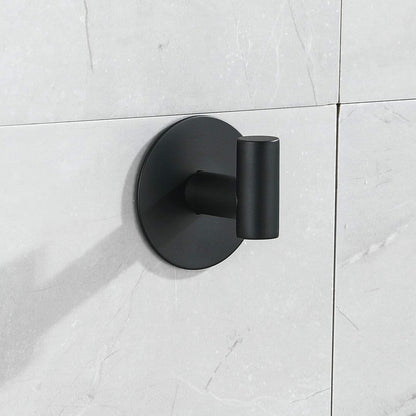3-piece bathroom accessories set without drilling - matte black adhesive 30cm towel holder with toilet paper holder and towel hooks.