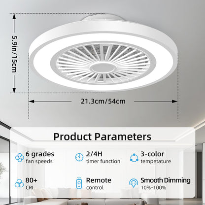 Ateroll Ceiling Fan with Light, 6 adjustable wind speeds with remote control, timer, light memory, 7 reversible fan blades.