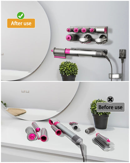 YOUSTOO Storage Holder for Dyson Airwrap Wall Mount Stand for Dyson Air Wrap Curling Iron Accessories Organizer for Dyson Wrap Bracket Rack Bathroom Bedroom