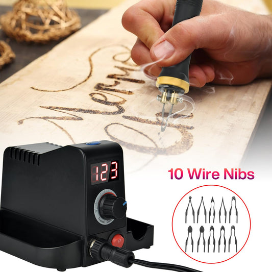 40W wood burning station Woodburning pen Set 8pcs Tips: professional wood burning kit with digital display, machine Enhanced wood burning set