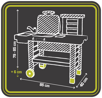 Smoby - Outdoor garden play kitchen - includes grill, sink with water pump function, and many accessories, for children ages 3 and up.