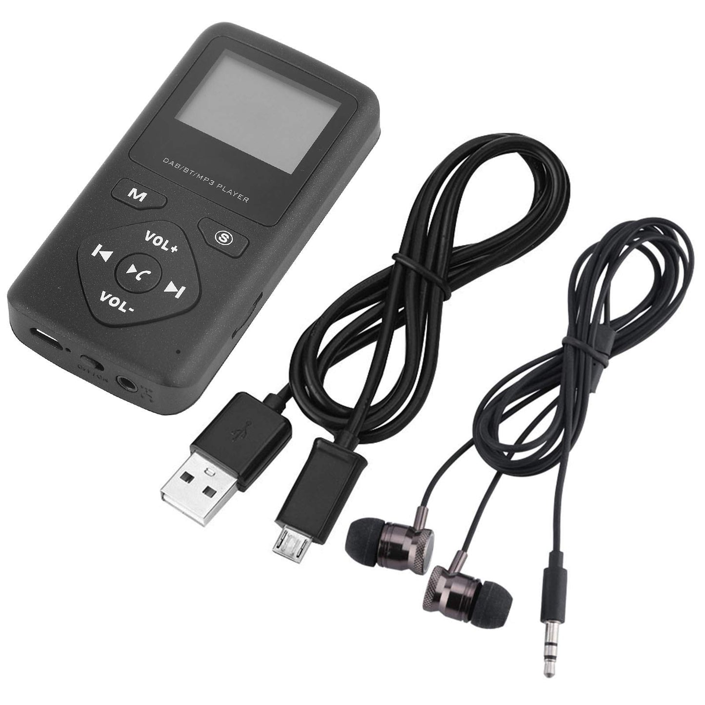 Portable DAB/DAB+ radio, Bluetooth MP3 player with headphones, support for TF card, pocket digital radio receiver for hiking, sports, outdoor activities.