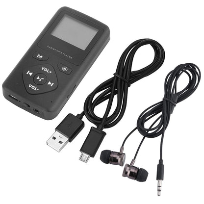 Portable DAB/DAB+ radio, Bluetooth MP3 player with headphones, support for TF card, pocket digital radio receiver for hiking, sports, outdoor activities.