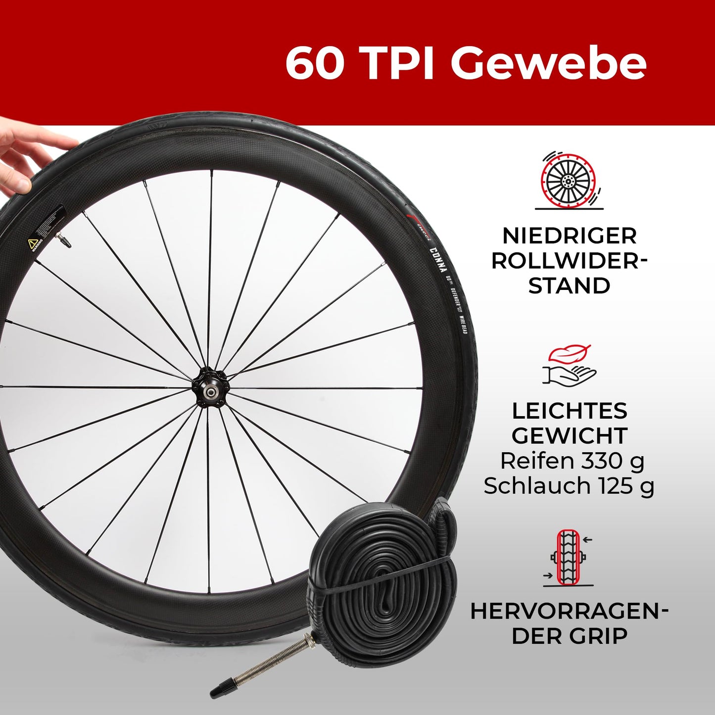 Fincci 28 Inch Bicycle Tires - Pair of 23-622 700x23c Tires with 28 Inch Bike Tubes and 1mm Puncture Protection, 60 TPI, for Road Bike, City Riding, Touring Bike Race, e Bike, 2 Pack Bike Accessories.