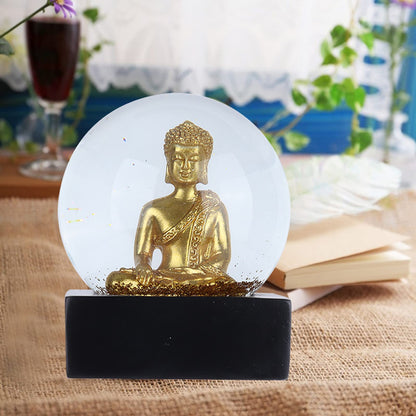 Snow globe water ball Buddha statue crystal ball desktop ornament decorations for home office tabletop decor (Buddha statue)