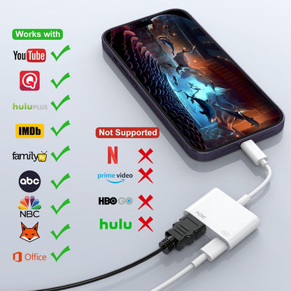 Lightning HDMI Adapter 【Apple MFi Certified】 iPhone iPad HDMI Adapter Lightning Digital AV Adapter HDMI Cable Adapter Connector to TV/HDTV/Monitor for iPhone 14/13/SE/12/11/XS/XR/X/8/7/iPad