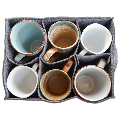 DuneDesign 2-piece set: RV felt plate holder & cup holder for camping - glass holder RV plate organizer cabinet dish storage RV organization system caravan campervan gadgets camper