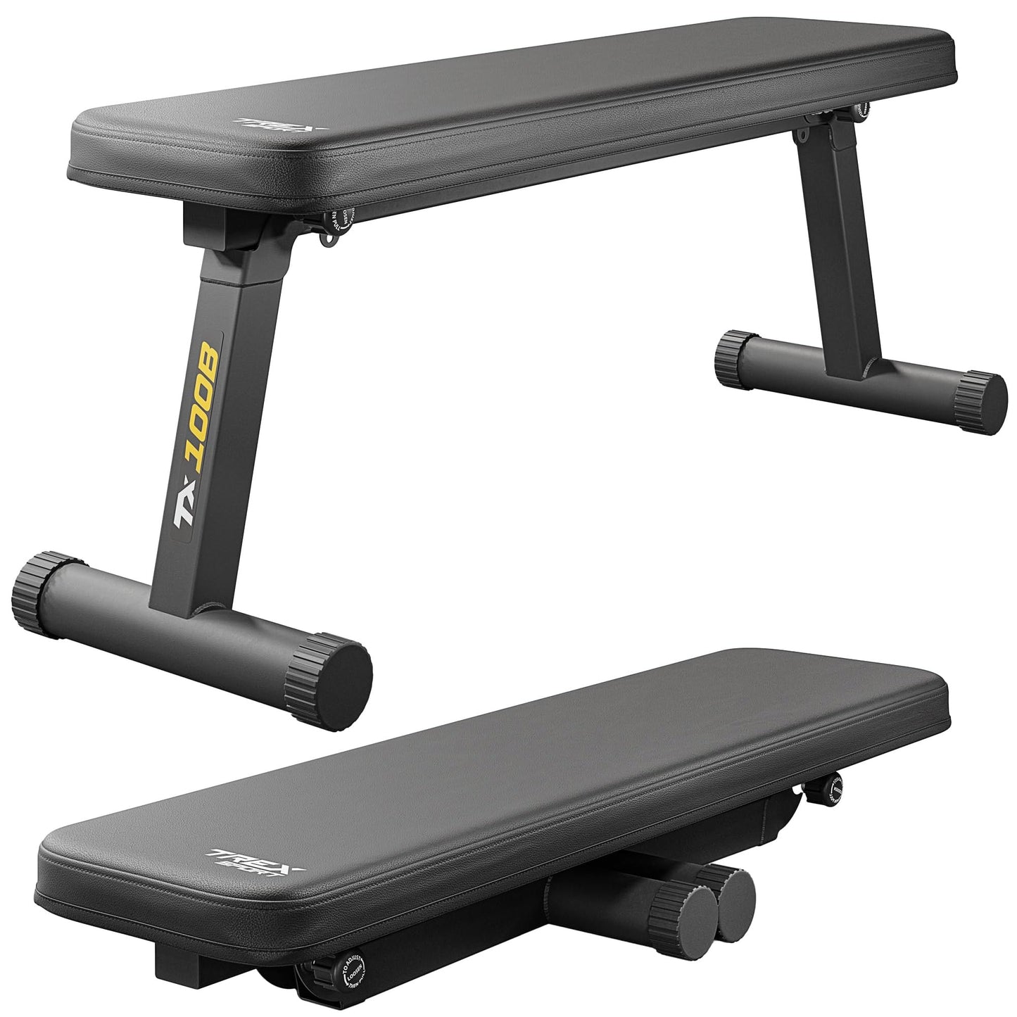 TREX SPORT Flat Bench TX-100B | Folding weight bench for strength training | Home Gym workout bench for bench press | Steel frame, non-slip, padded