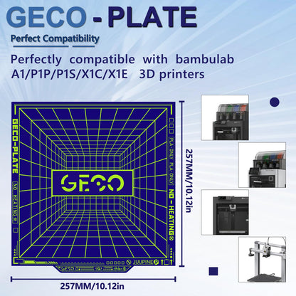 JUUPINE 235 x 235mm Print Bed Textured PEI PLA plate Platform GECO plate for Flashforge AD5M/AD5M Pro/AD5X/Elegoo Neptune 4 Pro/Ender 3 Pro Series 3D Printer HeatBed