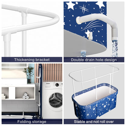 Adoture Folding Bathtub for Adults, Portable Plastic Bath Tub for Kids, Mobile Spa Bathtubs for Adults with Drain and Backrest, and 10 Bath Pockets