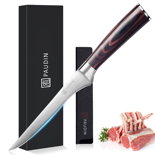 PAUDIN 15 cm fillet knife kitchen knife made of high-quality stainless steel, professional chef's knife with sharp blade