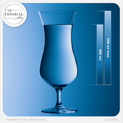 IMPERIAL glass Cocktail glasses 400ml made of Crystalline Glass Set of 6 Highball glasses Iced coffee glasses Hurricane glasses 117