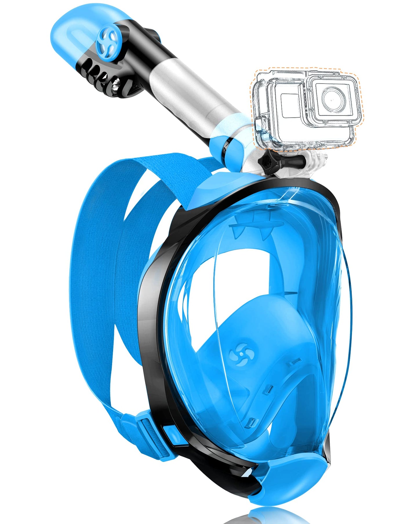 X99 Full Face Snorkel Mask, 180-Degree View Anti-Fog Diving Mask with Sport Camera Compatible, Diving Goggles for Adults