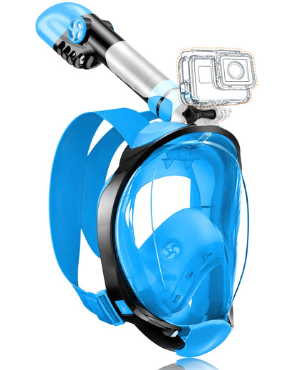 X99 Full Face Snorkel Mask, 180-Degree View Anti-Fog Diving Mask with Sport Camera Compatible, Diving Goggles for Adults