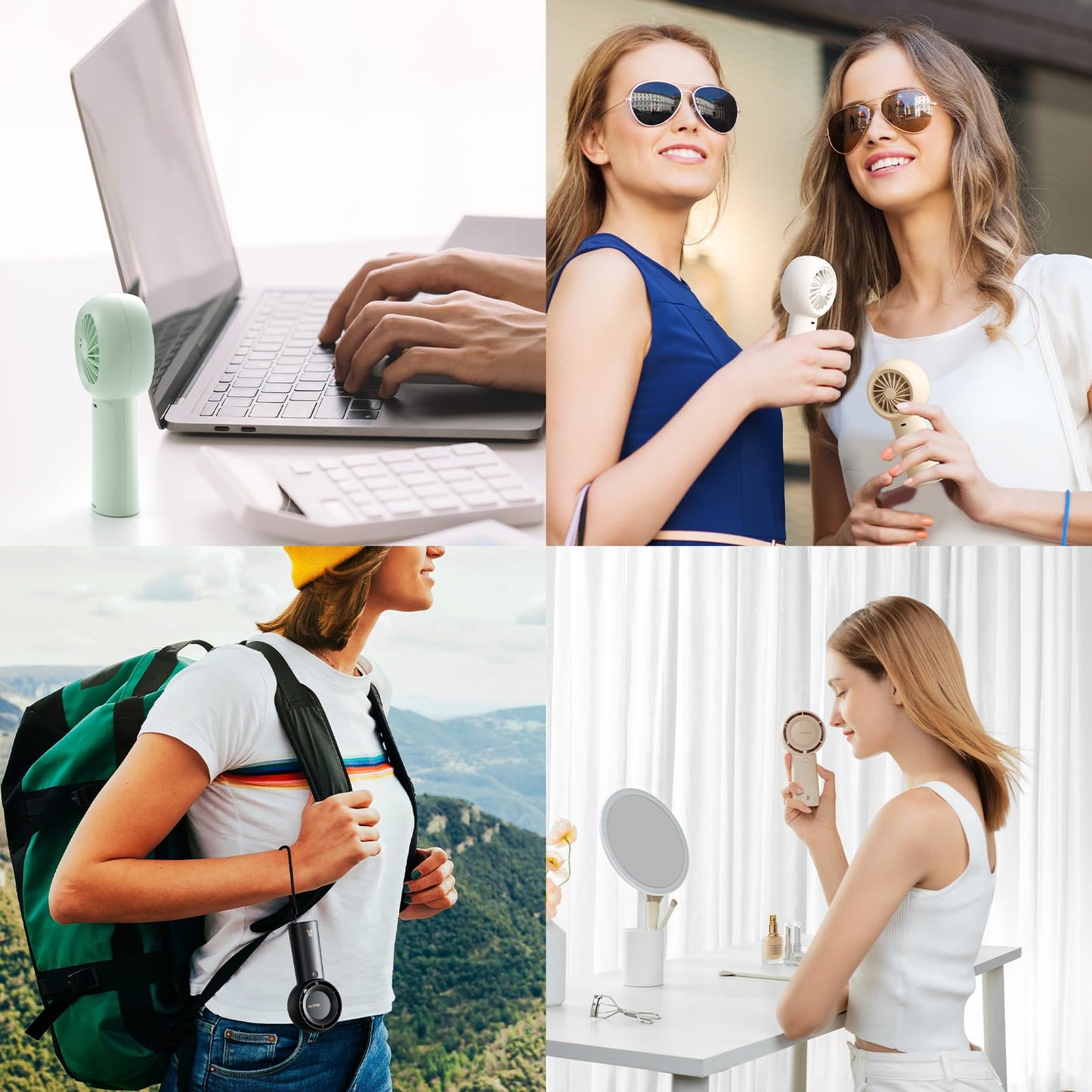 JISULIFE Turbo Handheld Fan Battery [16 Hours Long Working Time] 4000mAh Portable Mini Fan USB Rechargeable with 5 Speeds for Travel/Outdoor/Home/Office - White