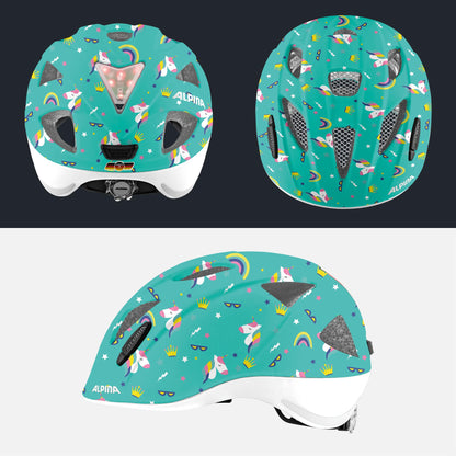 ALPINA XIMO - Lightweight, secure & impact-resistant bike helmet with LED light for children, Unicorn Gloss, 45-49 cm