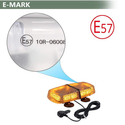 EYPINS 72 LED warning light, 12/24V beacon light 36W warning light flashing light car truck vehicle roof emergency hazard warning strobe 7 modes light with super magnetic base IP65 E57 (Orange)