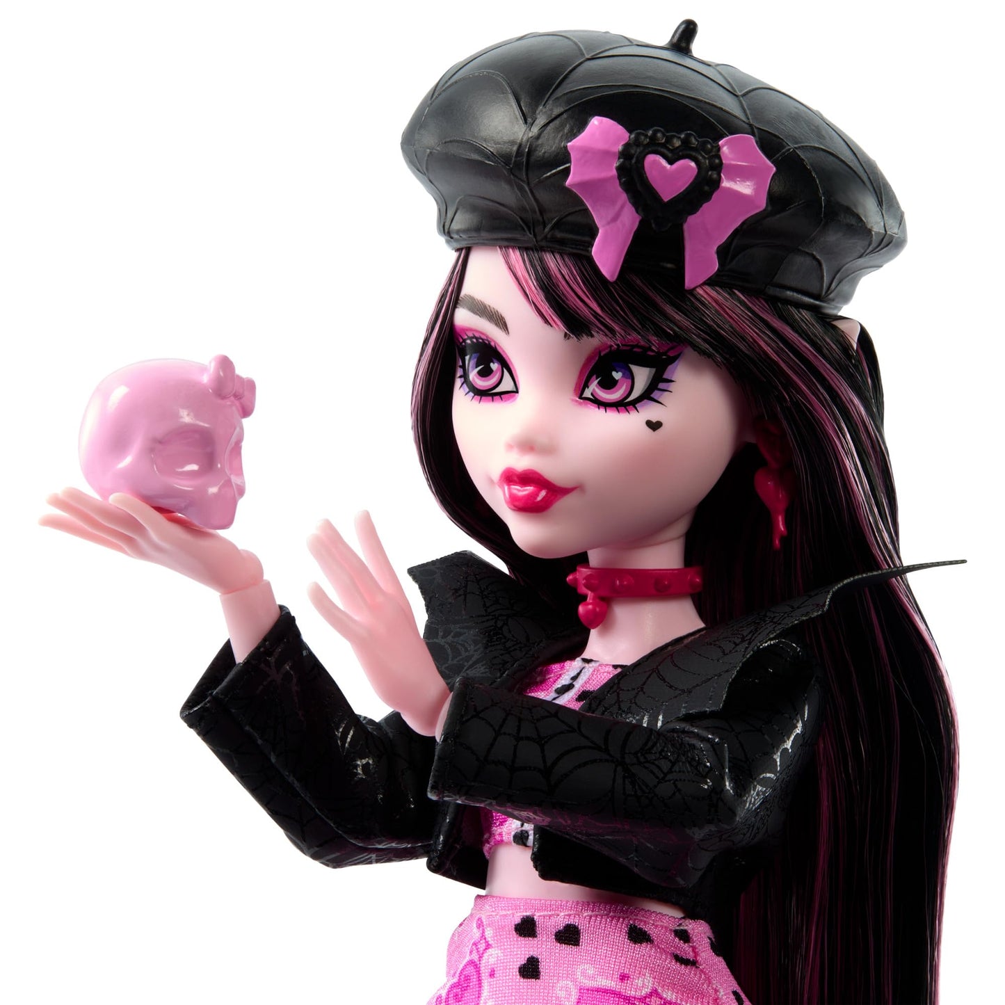 Monster High Fearbook Draculaura set with doll and accessories featuring a film club theme, varsity jacket, yearbook, screenplay, and movie props.