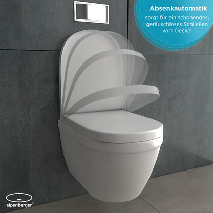 Alpenberger Shower WC | Toilet with intimate shower | Wall-mounted toilet with bidet function | Rimless wall-hung toilet with nano coating | Toilet seat with soft-close function | Compatible with Geberit