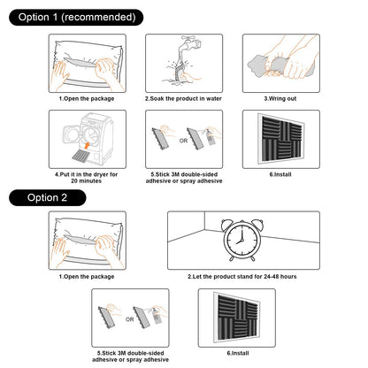 JBER 48 pieces Acoustic Foam Acoustic Panels, 2.5 x 30.5 x 30.5 cm Sound Absorber Acoustic Foam Soundproofing for Recording Studio, Black