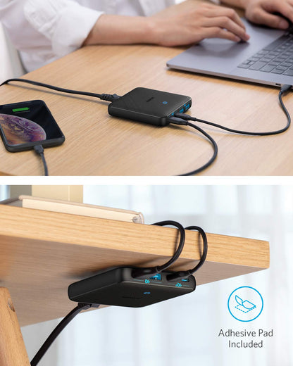 Anchor USB-C charger, 543 (65W II) PIQ 3.0 & GaN 4-port power supply, slim design, two USB-C ports (45W max), iPad charger for MacBook, laptop, iPad Pro, iPhone 16/15