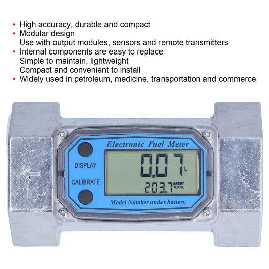 2-inch turbine flow meter, 35 to 200 l/min. Electronic digital flow meter for fuel, liquid water, diesel oil, 2.3V-3.3V LLW-50.
