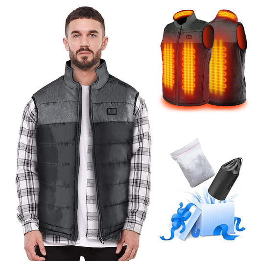 Heated Vest Women/Men, Lightweight Outdoor Heated Vest, Temperature Control Two Heating Zones Heated Jacket Heating Jacket with Heated Collar (Battery Not Included/Output 5V/2A or higher)