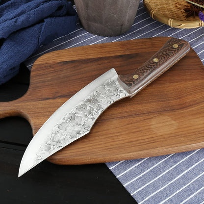 WILDMOK Hand-forged Butcher Knife 19.5cm Meat and Vegetable Cleaver made of Carbon Steel Full Tang Chef's Knife for Kitchen, Camping, and BBQ.