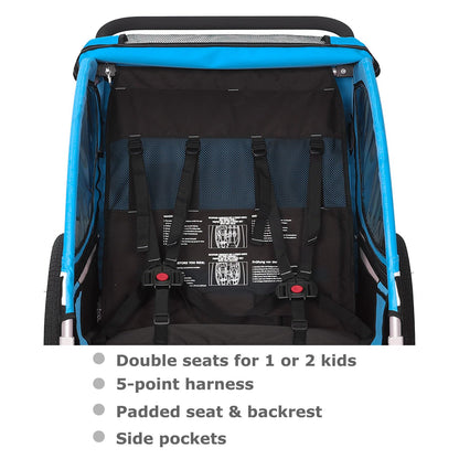 Tiggo S2 child trailer with suspension – also converts to a jogger – versatile 2 in 1 buggy and bike trailer with 360° swivel.