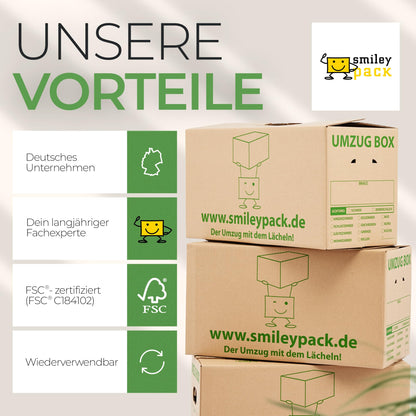 10 x sturdy moving boxes - 620 x 300 x 330 mm - Extra large and reusable - Moving box with 40kg load capacity - Moving with cardboard box - Robust moving box with lid - Storage boxes