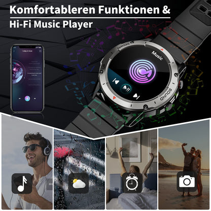 Men's smartwatch with phone function 1.39" DIY HD full touchscreen watch fitness tracker 30+ sport modes activity tracker IP68 waterproof wristwatch with sleep monitor pedometer message reminder