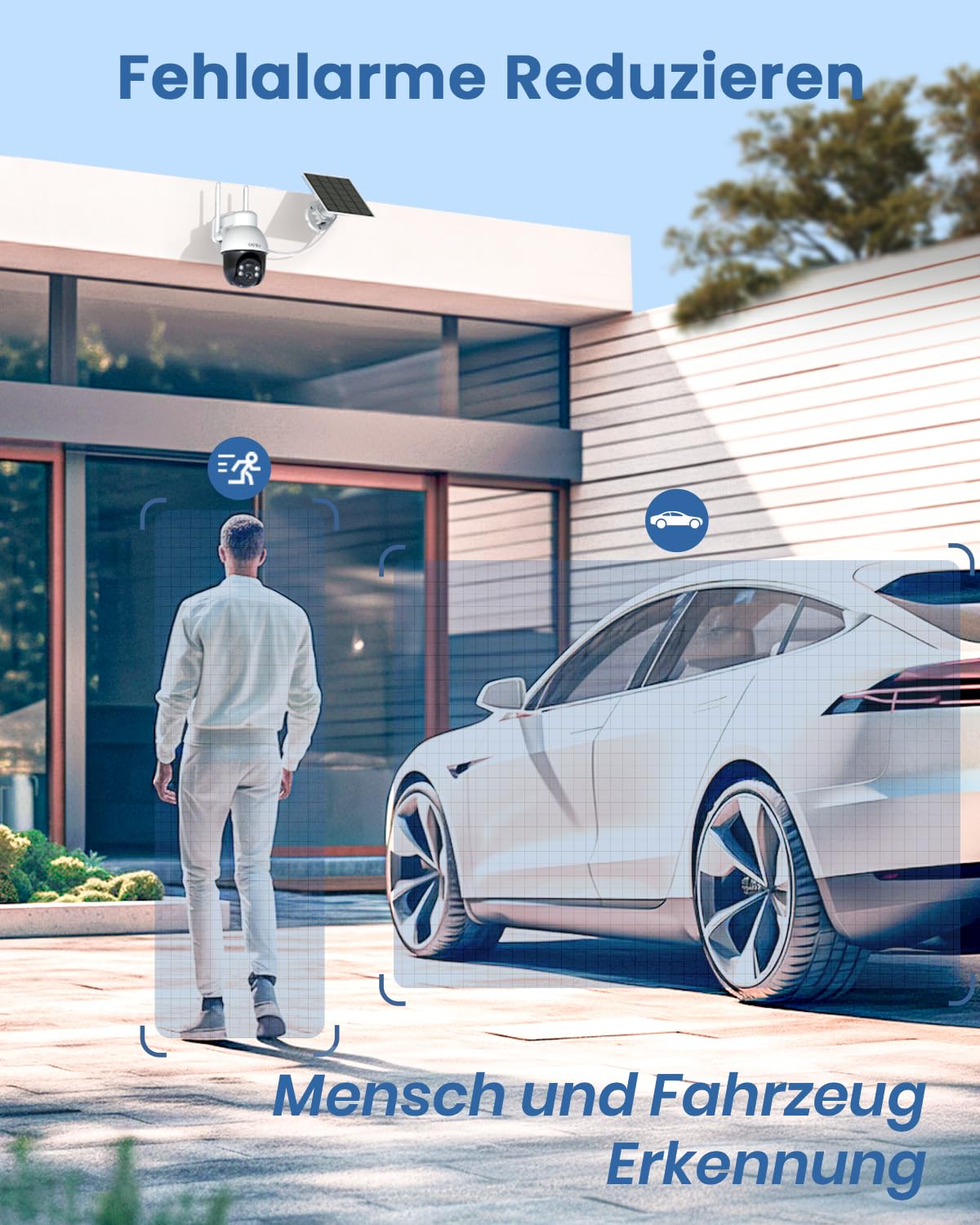 AOSU 3K Outdoor Battery Solar Surveillance Camera, 5MP Wireless WiFi Outdoor Security Camera, 360° Panoramic PTZ, Auto Tracking, Night Vision, 2 Pack.