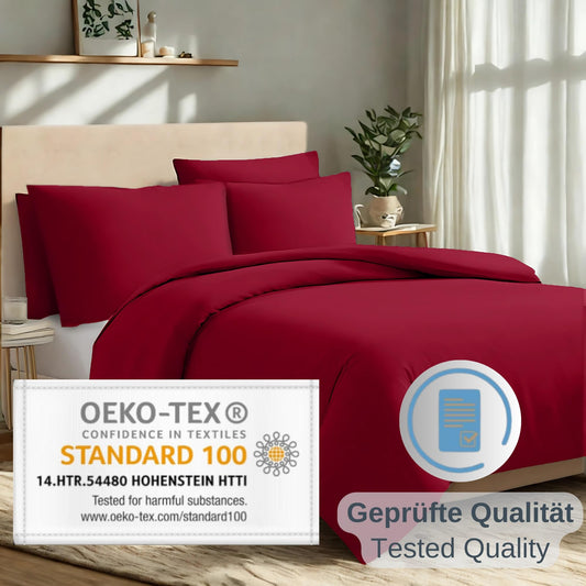 Comfortec Premium bedding set 200x200 with 2 pillowcases 40x80 cm made of brushed microfiber - Red
