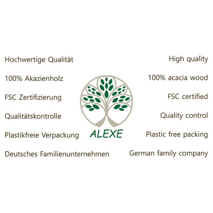 ALEXE® Kitchen Helper Set made of acacia wood, 6 pieces of wooden kitchen utensils set (acacia), Japanese style, scratch-resistant and heat-resistant, wooden cooking spoon set for non-stick pans