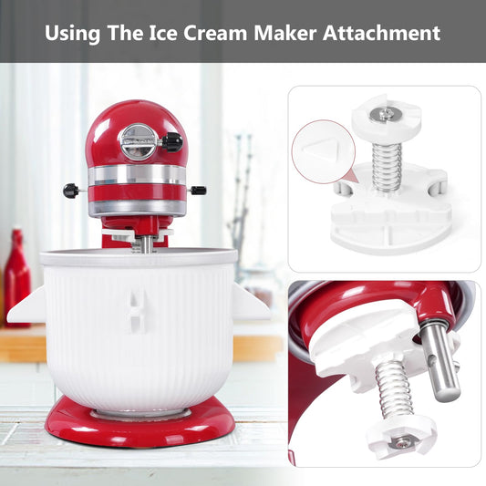 Gdrtwwh Ice Cream Maker Attachment for Kitchenaid Stand Mixer, Ice Cream and Sorbet Gelato Maker, compatible with Kitchenaid 4.3 L and 4.8 L Bowl Lift (dishwasher safe)