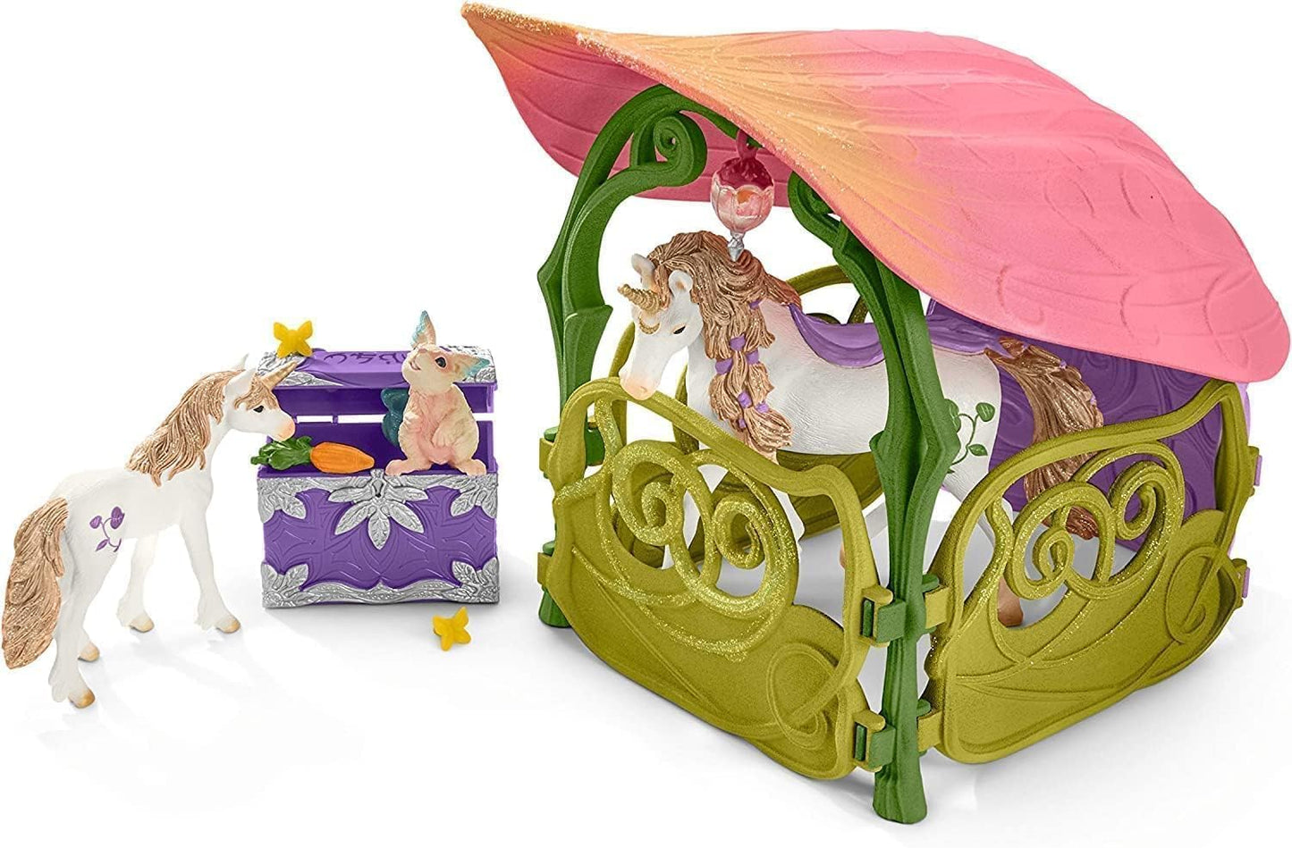 SCHLEICH BAYALA | Sparkling Flower House with unicorns, lake, and stable 42445 | Set includes elf, cloud squirrel, and accessories | great gift for girls and boys | playable figure from 5 years | 71 pieces