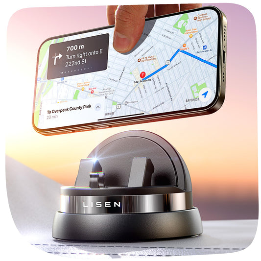 LISEN car phone holder dashboard 360° adjustable clip phone holder for iPhone 17 16 15 Pro Max S24.