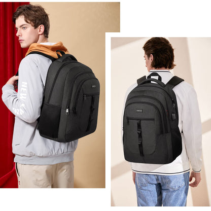 YAMTION Black Backpack for Men and Women, Unisex School Backpack for Teenage Boys Girls 17.3 Inch Laptop Backpack School Bag with USB for College School Work Office