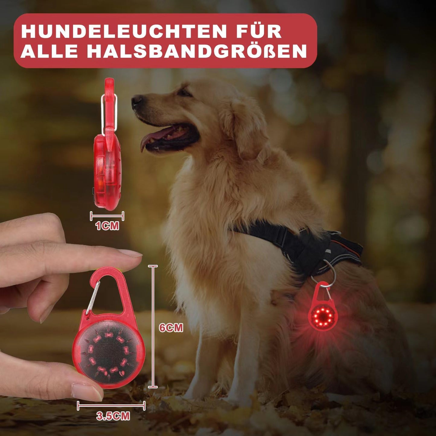 ZLCBBD blink light school bag USB rechargeable children LED safety light pendant for hiking running jogging pet backpack light up pendant dog red