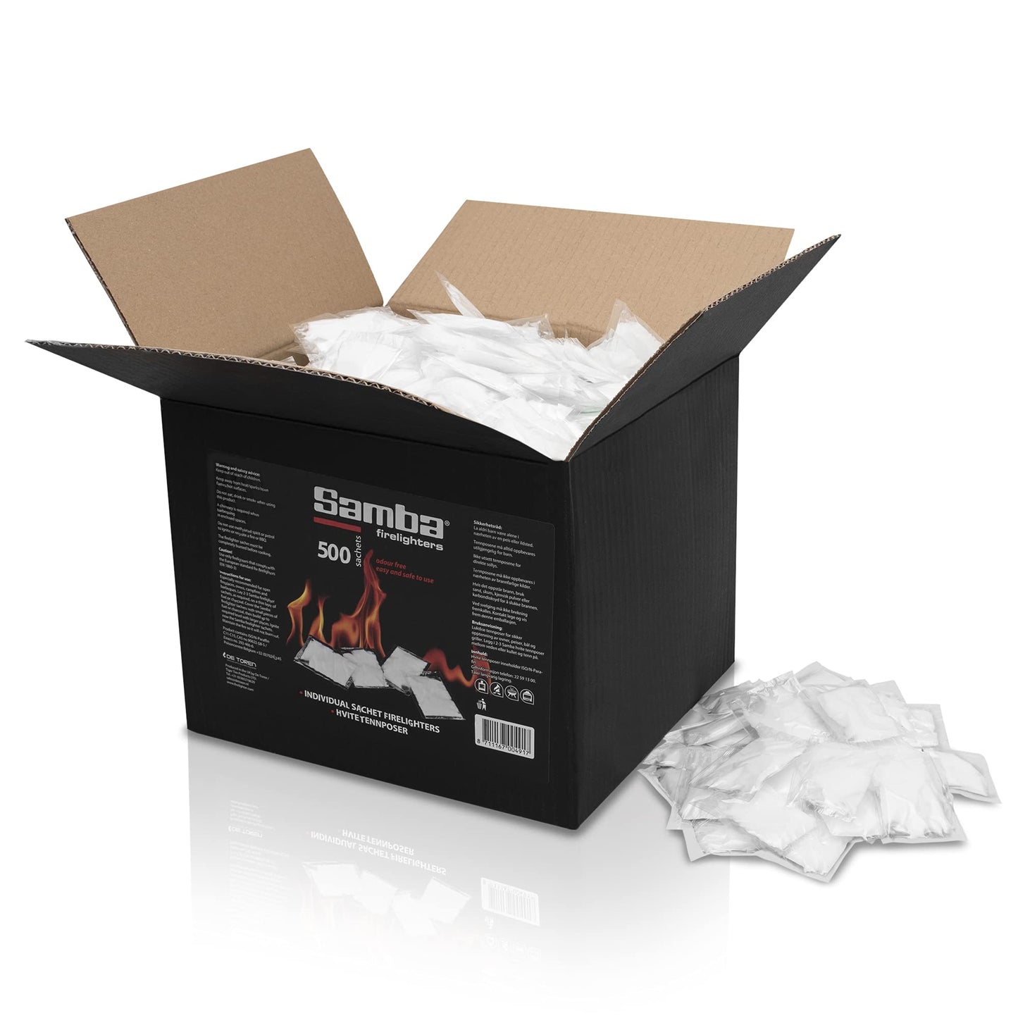Firelighters, stove lighters, grill lighters made of paraffin [500 ignition bags] - Premium fire igniter, fire cushions, firestarter, ignition bags, ignition aid fire bag.
