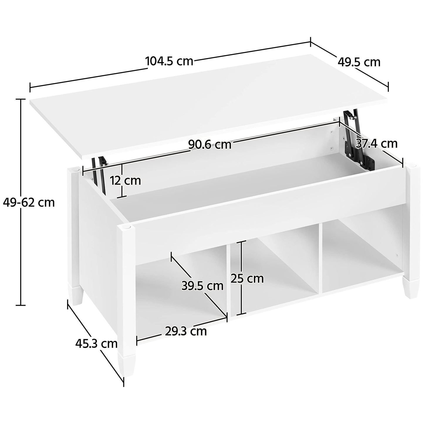 Yaheetech Coffee Table Height Adjustable Lift Top Table Hidden Storage Side Table Wooden Sofa Table for Living Room White