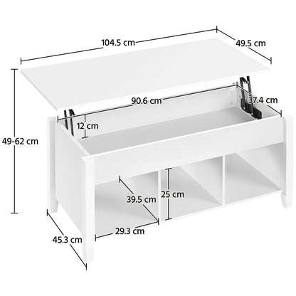 Yaheetech Coffee Table Height Adjustable Lift Top Table Hidden Storage Side Table Wooden Sofa Table for Living Room White